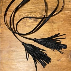 Rachel Zoe black long tassled belt